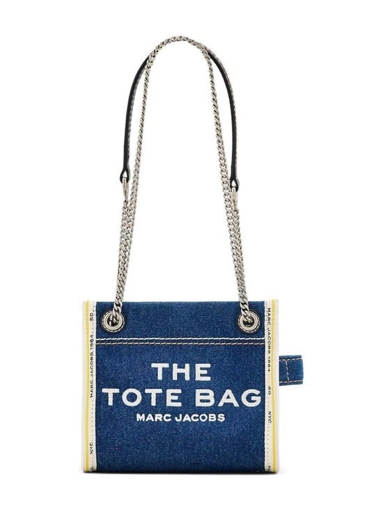 Marc Jacobs Handbags - New Marc Jacobs Blue Denim Chain Mini Tote Crossbody Bag with Yellow Trim